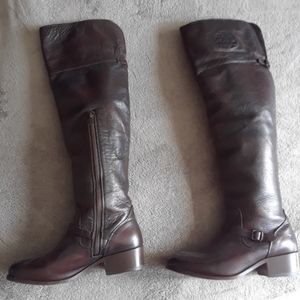 Frye OTK dark brown with logo